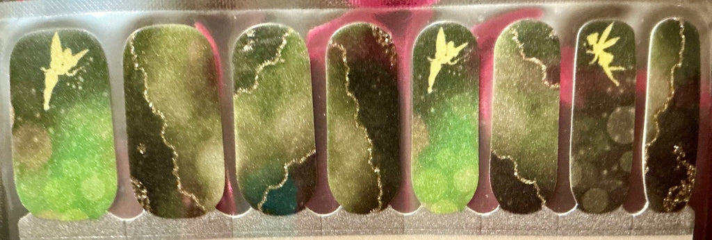 Color Nail Polish Strips 16-Pack Tinkerbell Sparkle Nail Art Wraps