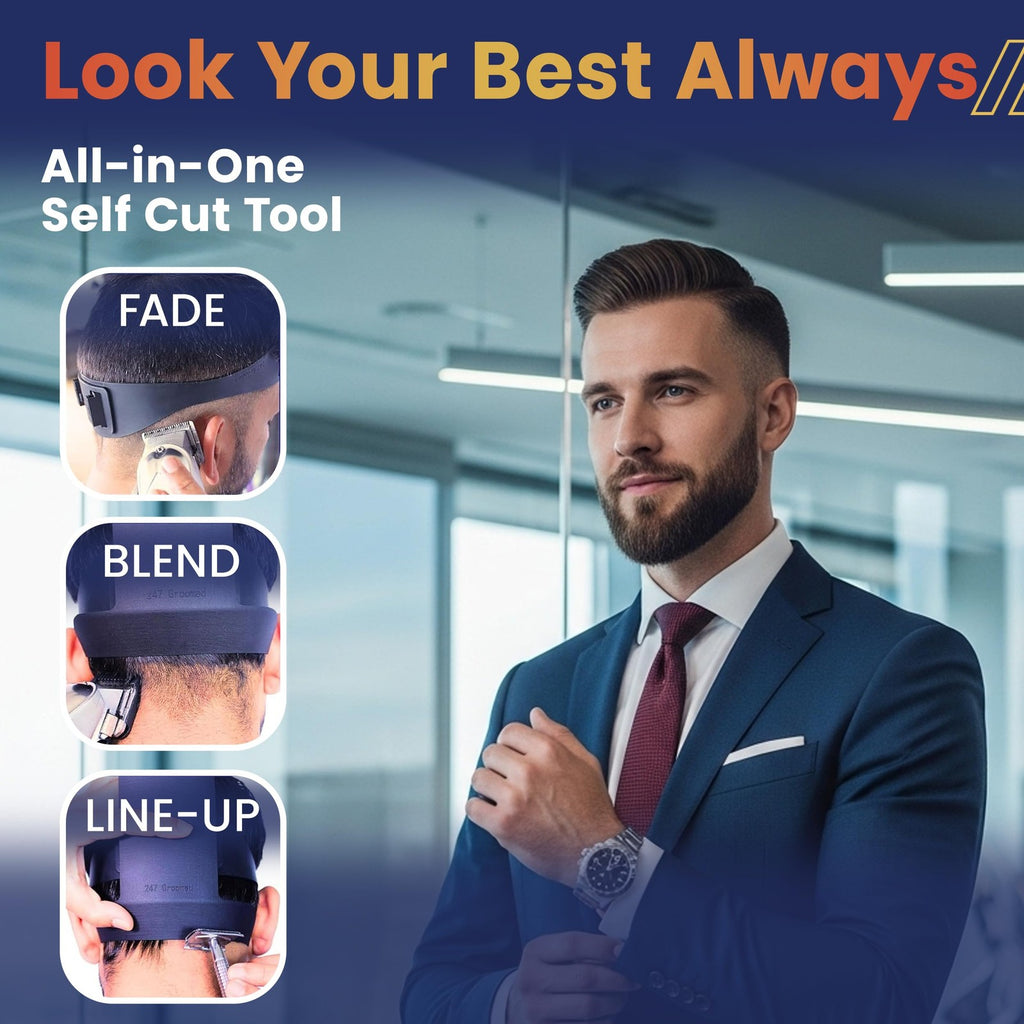 Men's Self Haircut Kit with Neckline Template & Fade Guide Tool