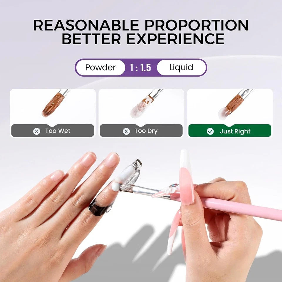 Acrylic Nail Kit with Clear Powder & Liquid - DIY Nail Art Set for Extensions & French Manicure