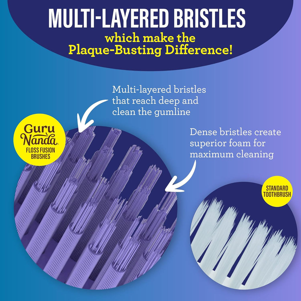 Adult Soft Toothbrush with Floss Fusion Design - 8 Pack