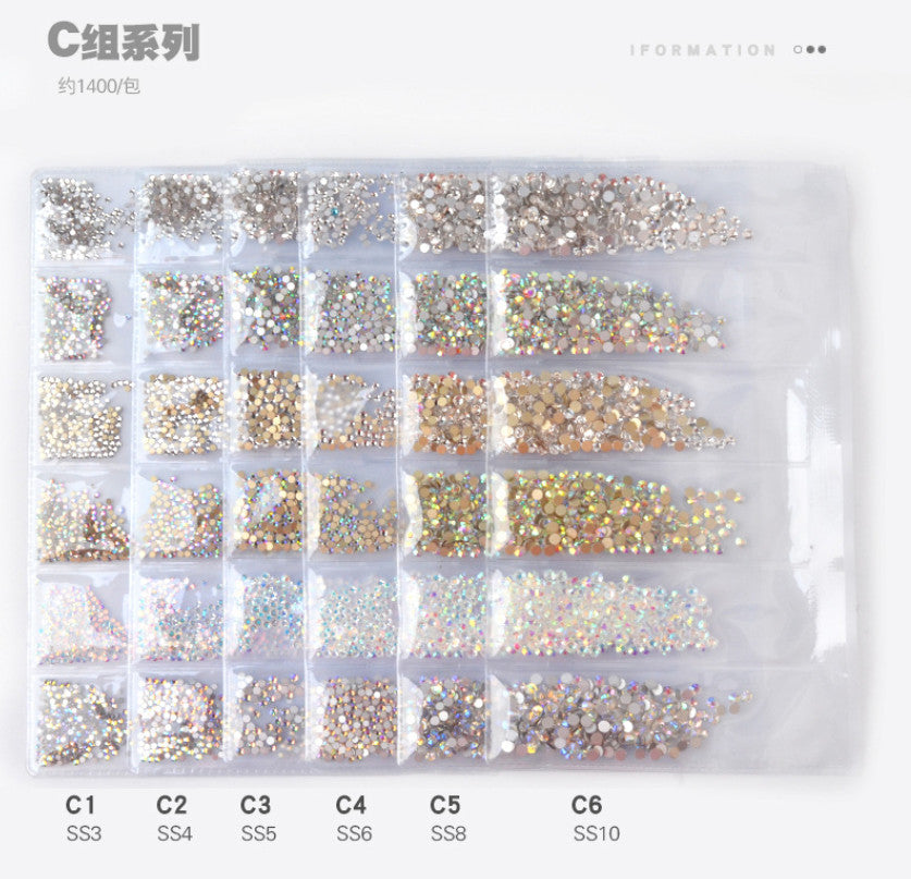 1400Pcs Nail Art Rhinestones Flat Back Crystals for Nails & Crafts