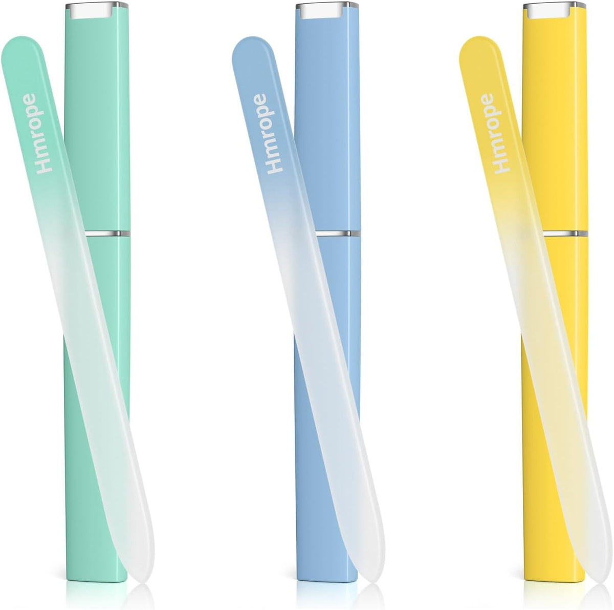 3 Pack Crystal Glass Nail File with Case - Professional Nano Nail Grooming Tool