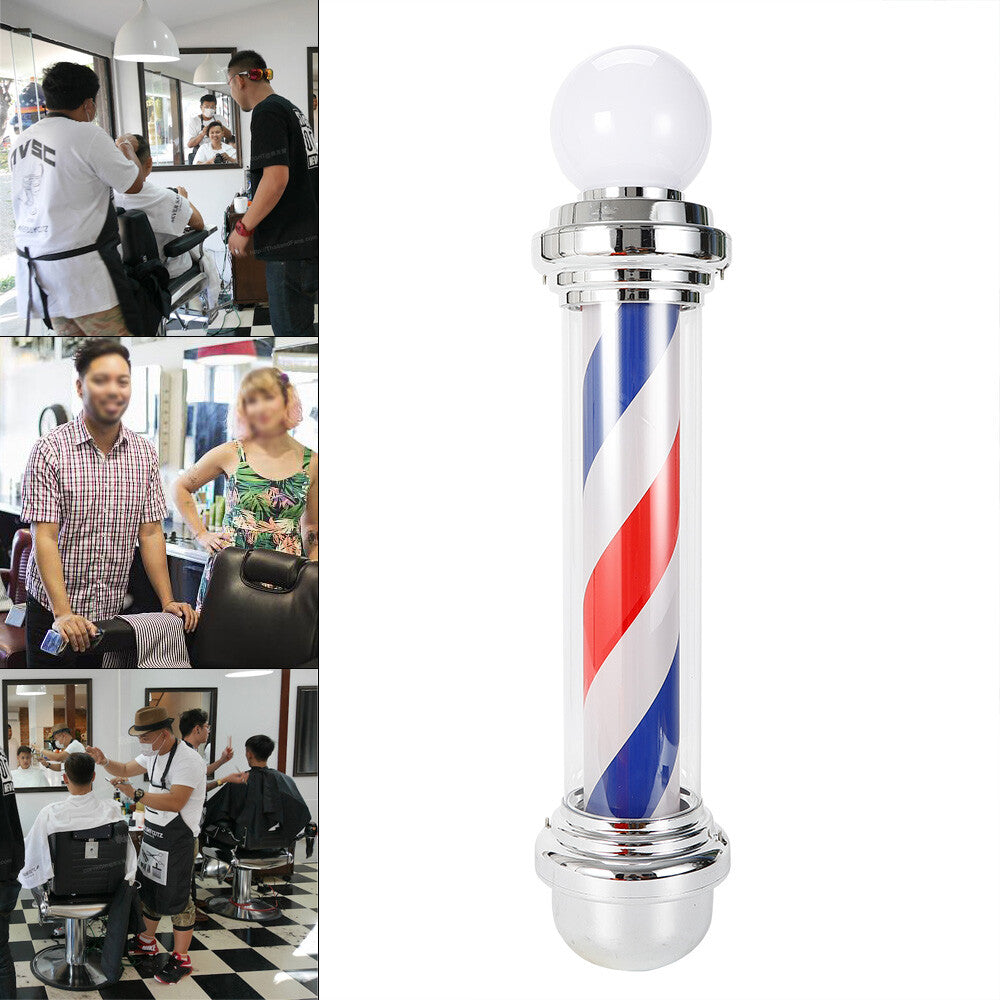 Rotating LED Barber Shop Pole Light Sign Outdoor Indoor Hair Salon Decor
