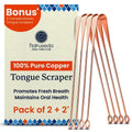 Copper Tongue Scraper Set for Oral Hygiene - 4 Pack Metal Mouth Cleaners