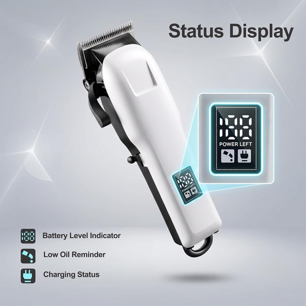 Professional Cordless Hair Clippers for Men - High-Torque Trimmer with Adjustable Lengths