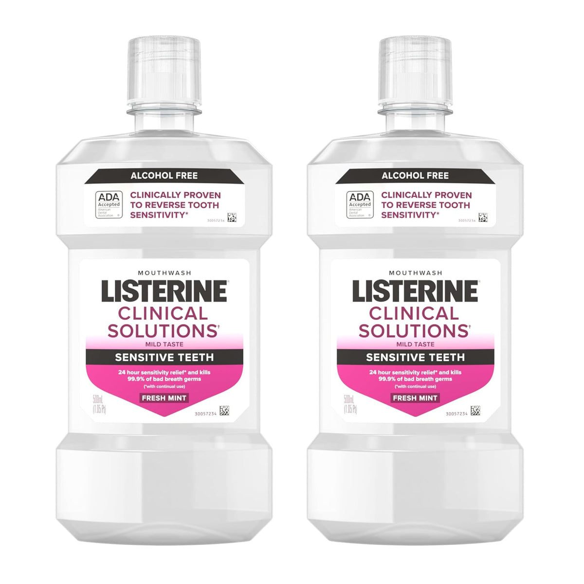 Listerine Sensitivity Mouthwash Alcohol-Free Fresh Mint, 500 mL - 2 Pack