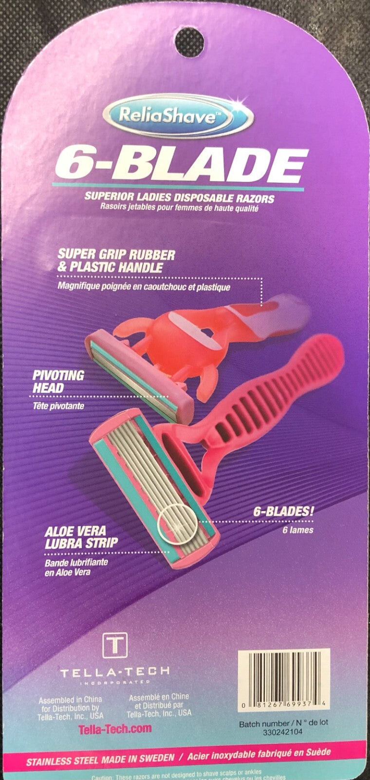 Disposable Ladies Razor Set - 6-Blade Stainless Steel Shaving Razors, 5 Pack