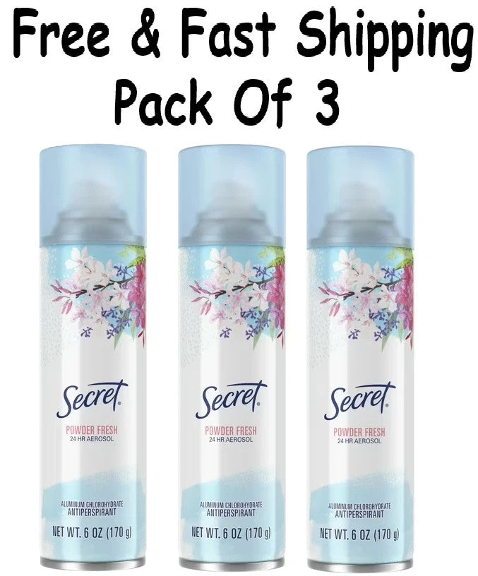 Secret Powder Fresh 24HR Aerosol Antiperspirant Deodorant Spray - 6oz, 3 Cans