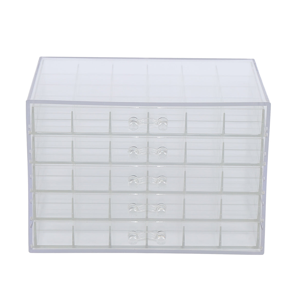 Acrylic Nail Art Storage Tray with 120 Grids & Removable Drawers