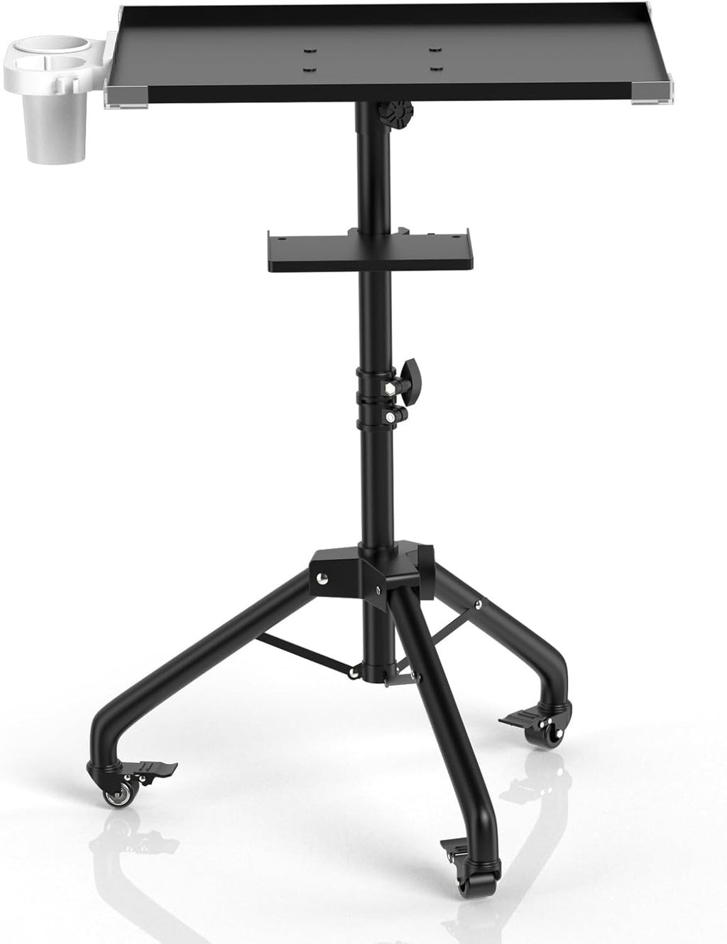 Salon Service Tray with 2 Levels and 360° Casters - Adjustable Height