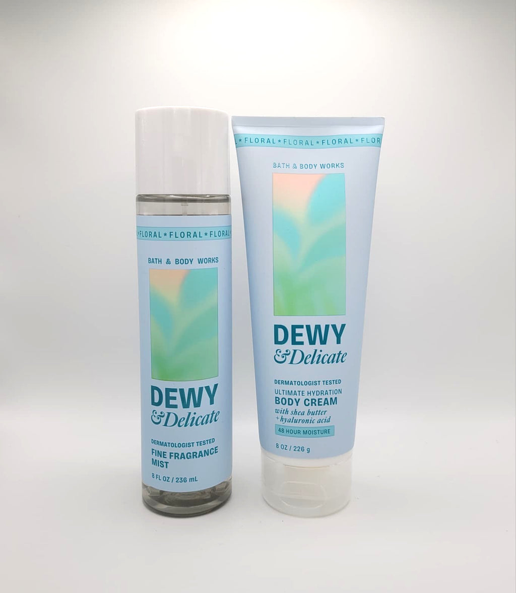 Bath & Body Works Dewy & Delicate Fragrance Body Mist & Body Cream Set