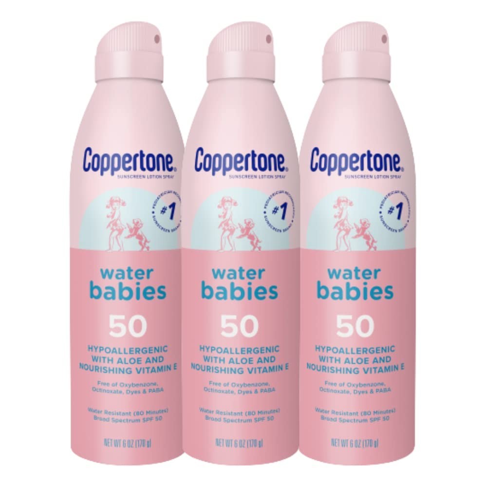 Baby Sunscreen Spray SPF 50 - Water Resistant UV Protection 6oz Pack of 3