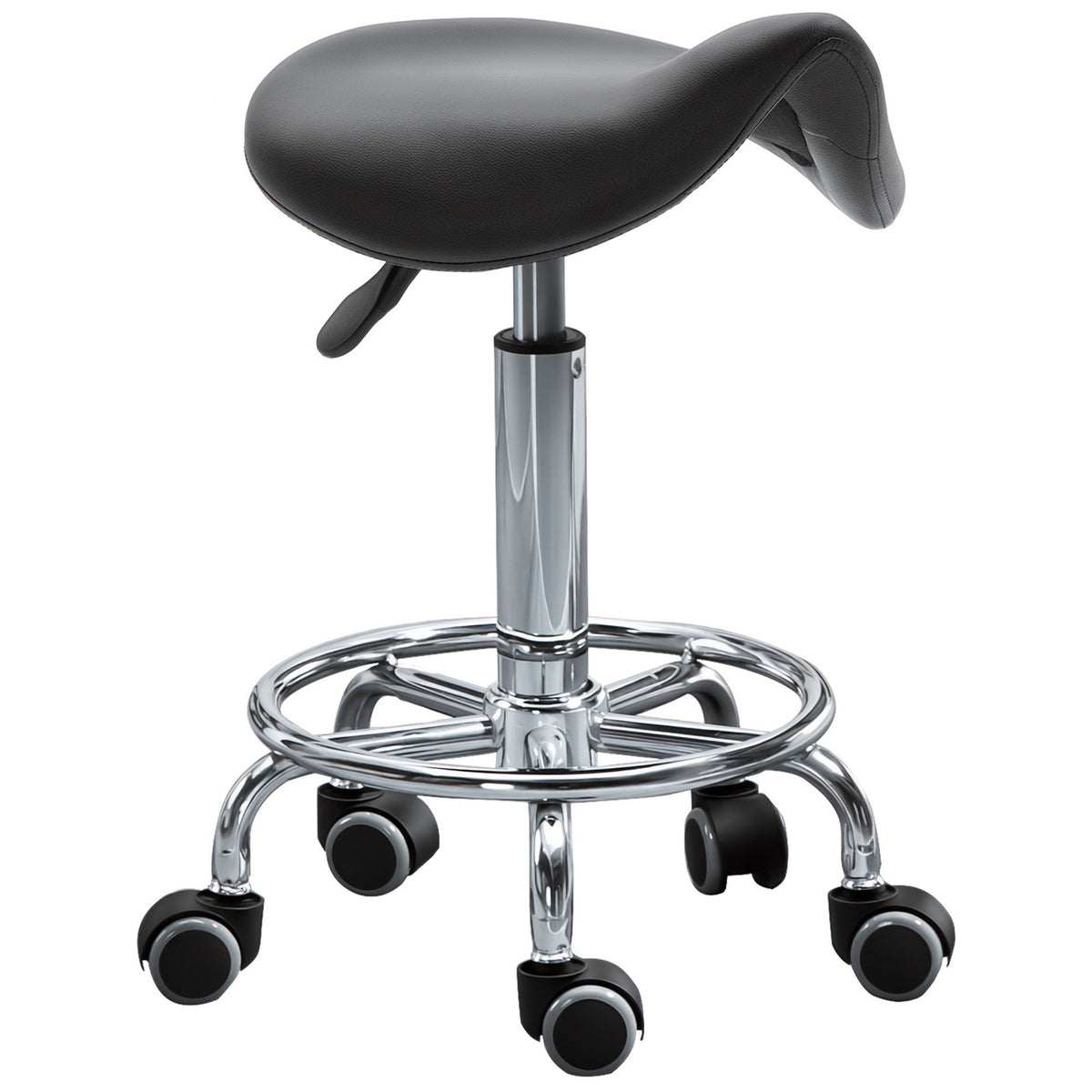 Adjustable Rolling Saddle Stool for Salon Spa Massage Black