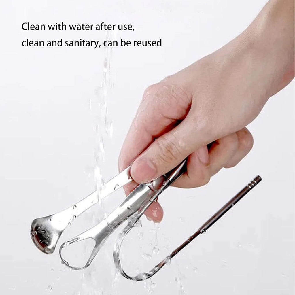 Stainless Steel Tongue Scraper 2-Pack for Adults - Fresh Breath & Oral Hygiene