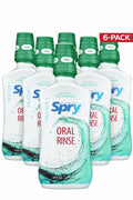 Natural Spearmint Mouthwash with Xylitol - 16 fl oz, Pack of 6 | Oral Rinse for Fresh Breath & Gum Health