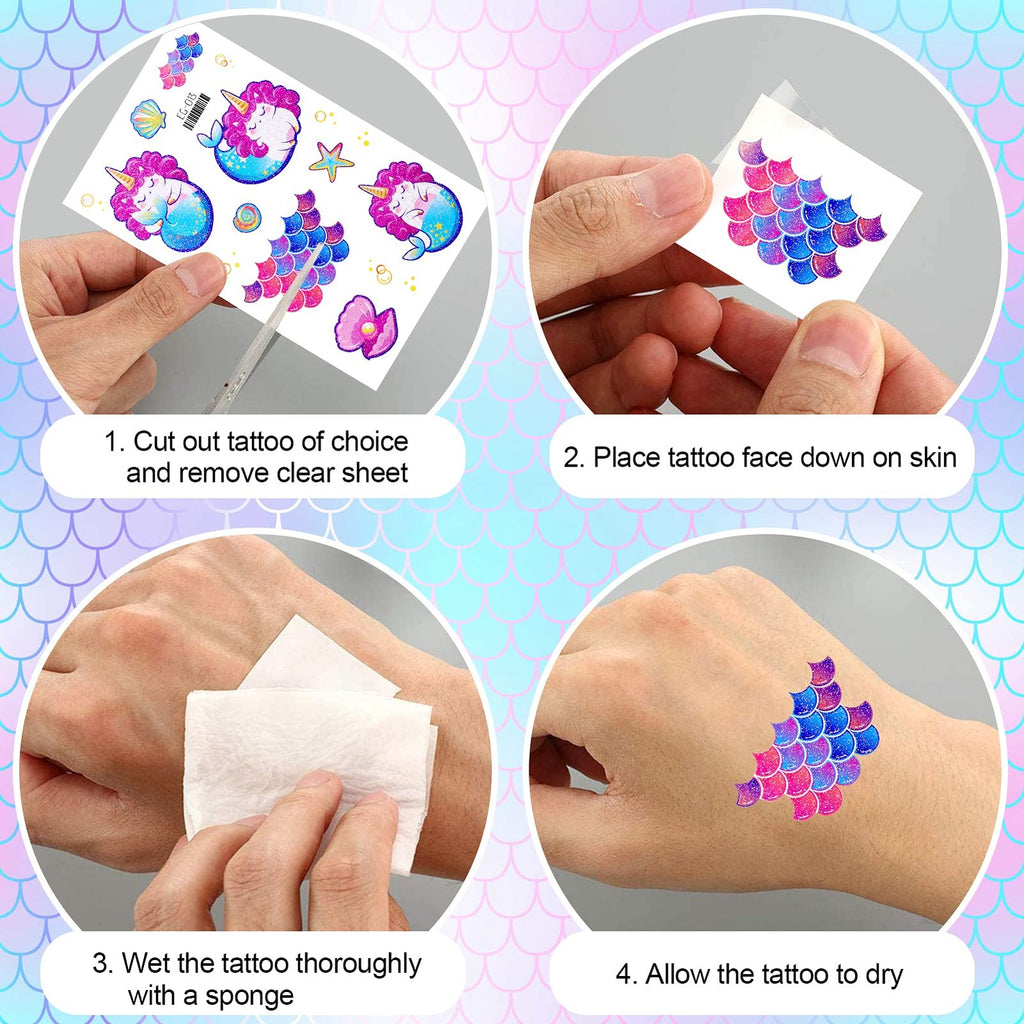 Waterproof Temporary Tattoos for Girls - 24 Sheets Glitter Designs