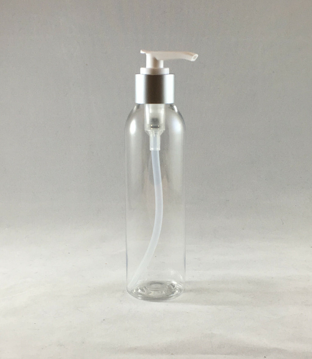 Clear 6oz PET Cosmetic Bottles with Pump, Sprayer, or Cap - Multiple Quantities