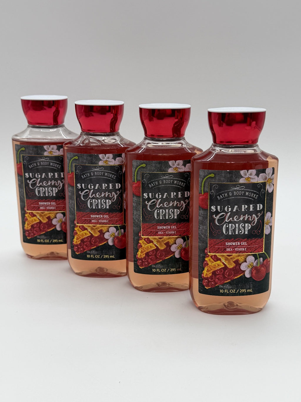 Sugared Cherry Crisp Shower Gel Set with Aloe & Vitamin E - Pack of 4