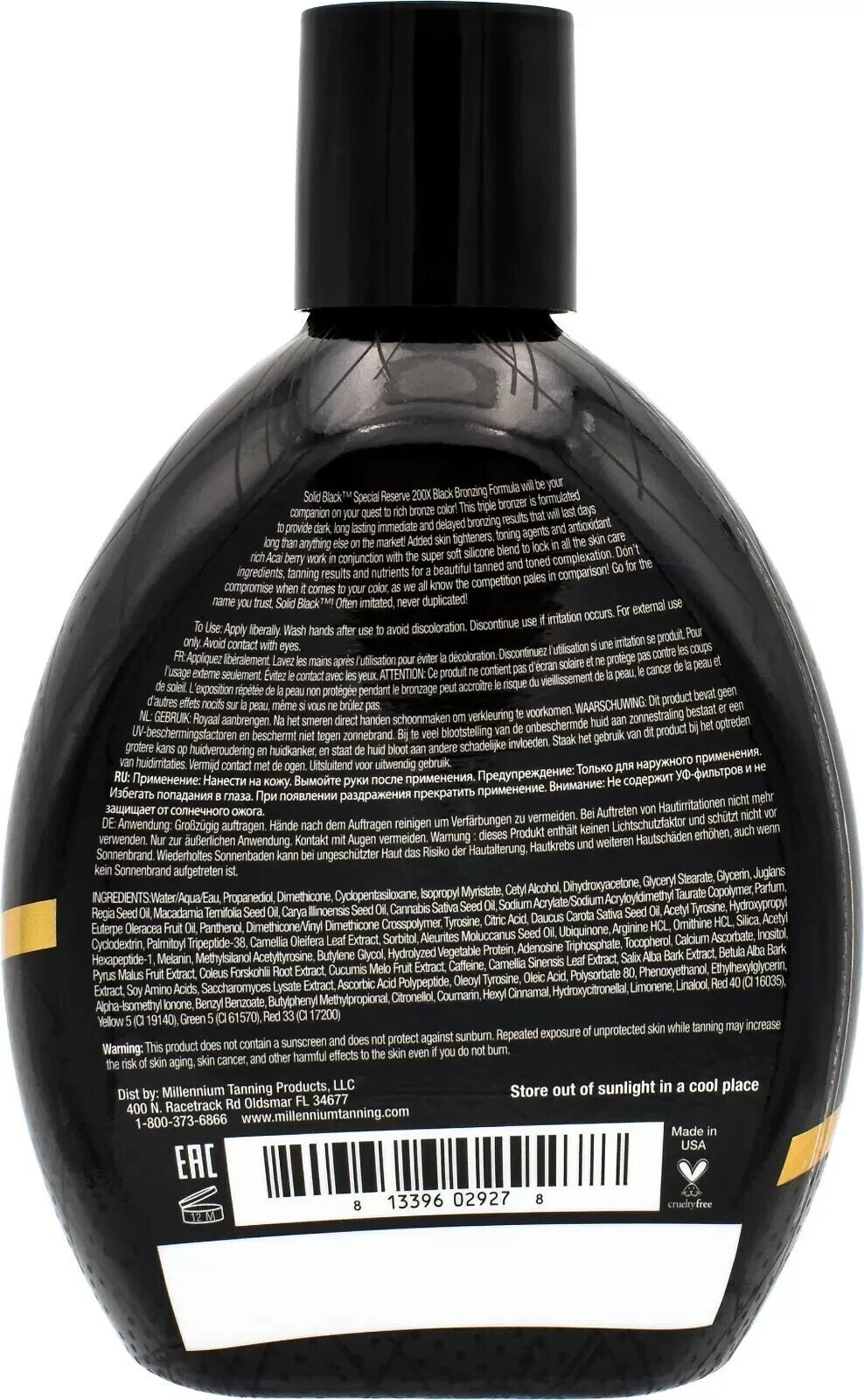 Black Bronzer Tanning Lotion 13.5 oz - Long-Lasting, Ultra-Rich Formula