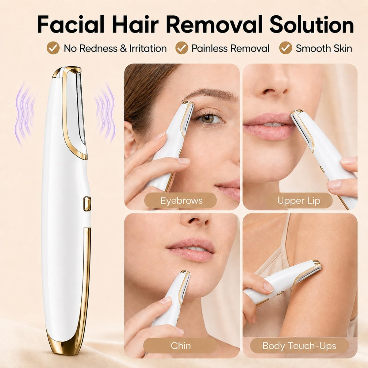 Electric Dermaplane Razor for Facial Hair Removal & Skin Rejuvenation