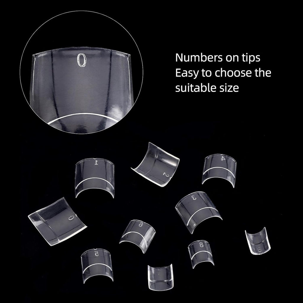 Short Square Acrylic Nail Tips 500Pcs - Clear Half Cover False Nails