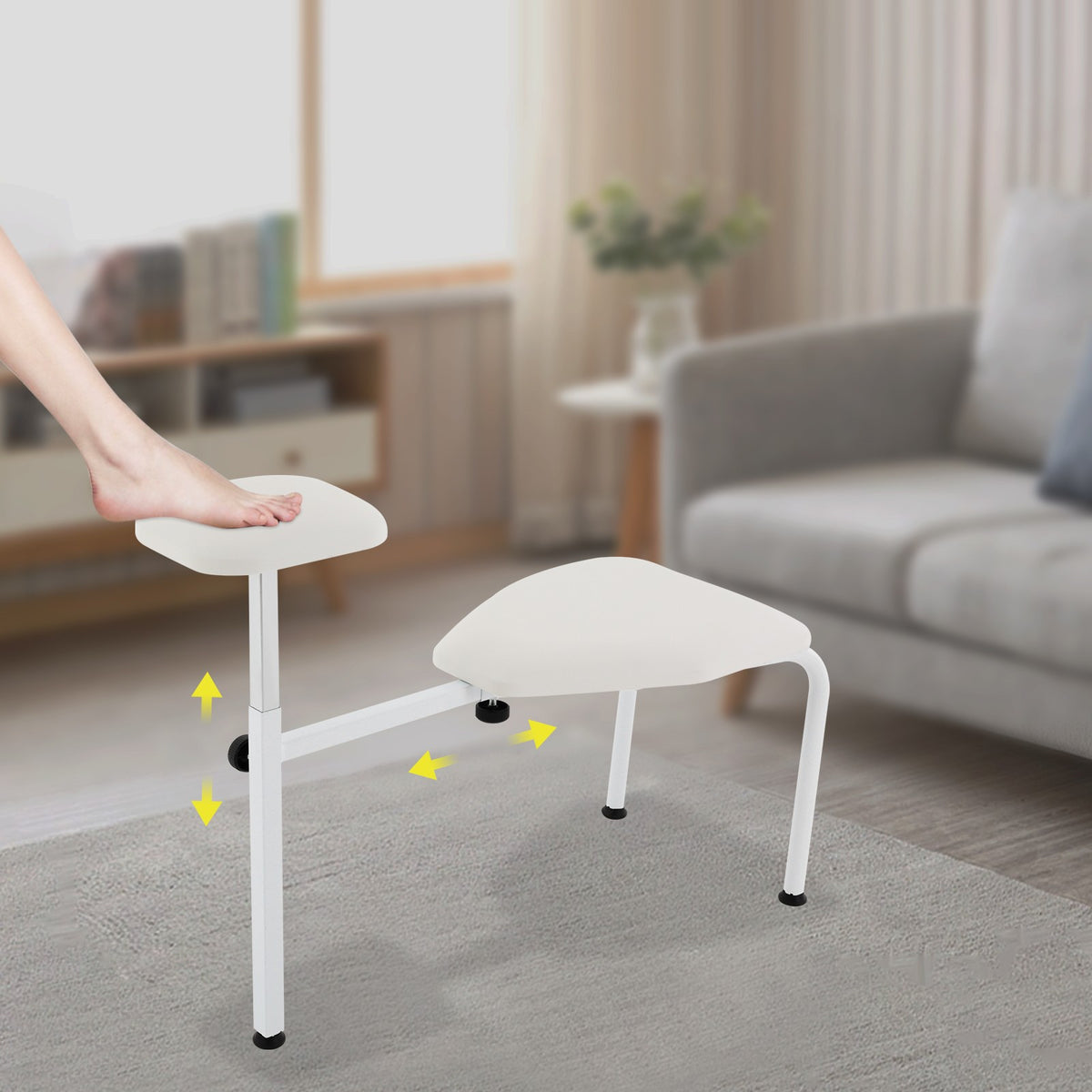 Adjustable Pedicure Stool with Foot Rest - Salon Spa Chair White