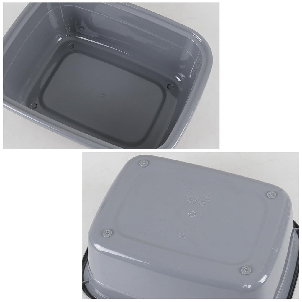 14 Quart Rectangular Plastic Wash Basins Set of 3 - Grey Kitchen & Laundry