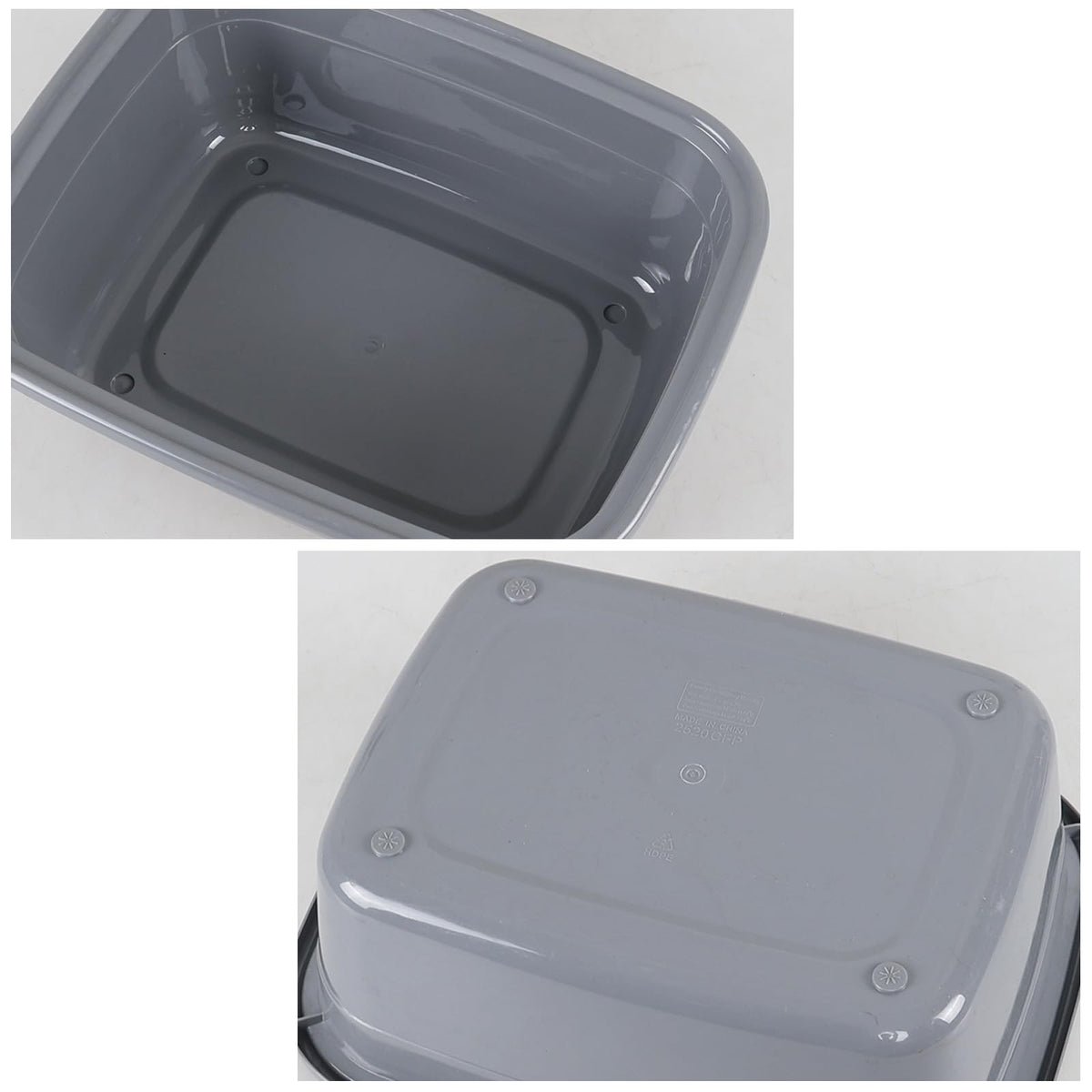 14 Quart Rectangular Plastic Wash Basins Set of 3 - Grey Kitchen & Laundry