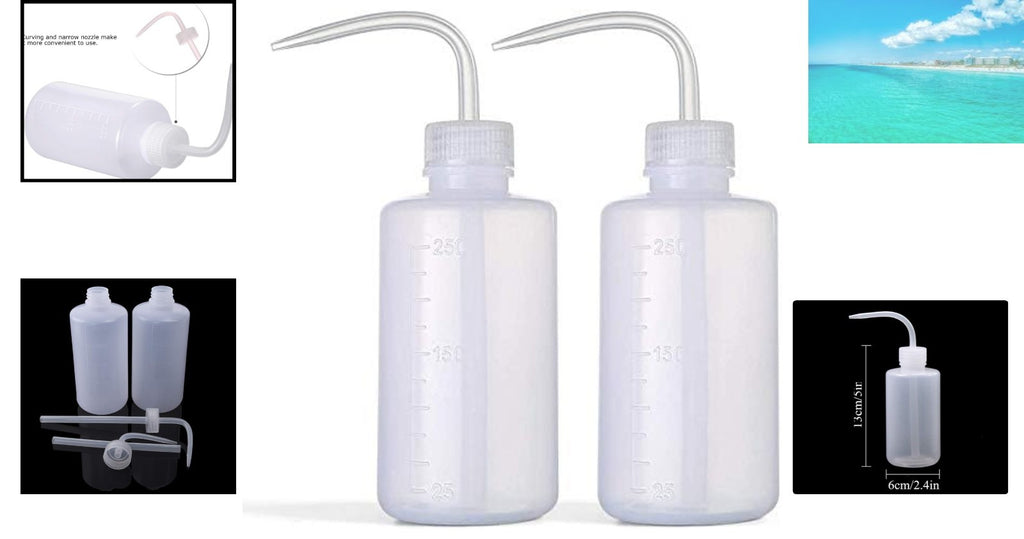 Clear 2x250ml Liquid Squeeze Bottles with Scale for Plants & Lab Use