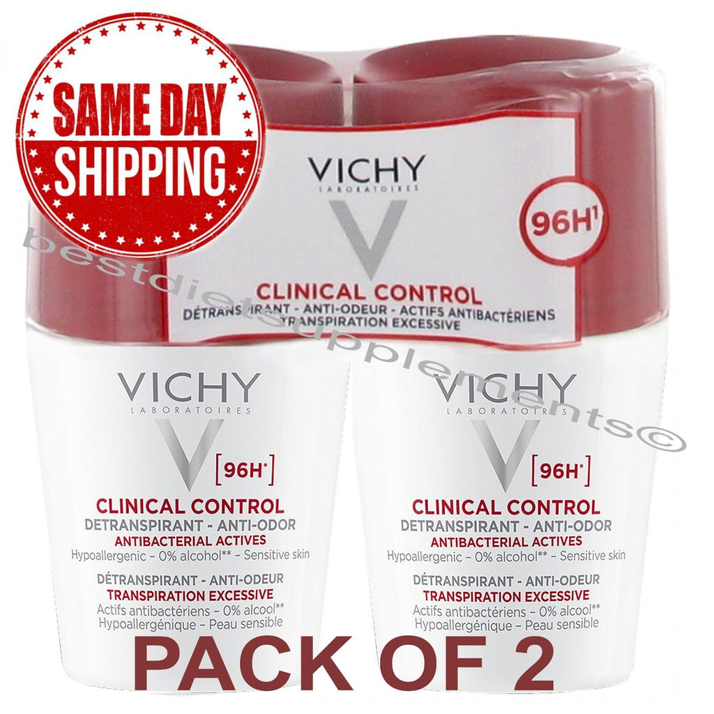 Vichy Clinical Control Deodorant Roll-On 96 Hour Antiperspirant 2x50ml