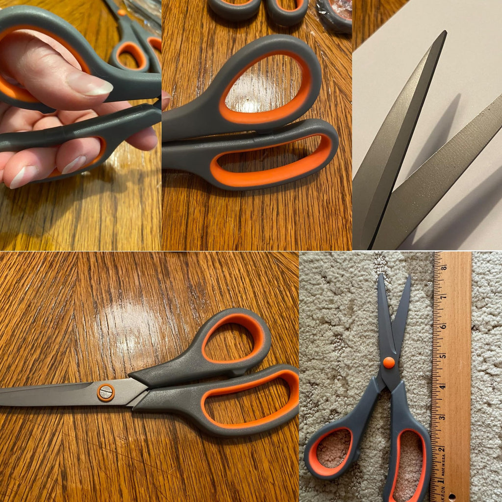 All-Purpose Titanium Scissors Pack of 3 - Comfort Grip, Sharp Blades