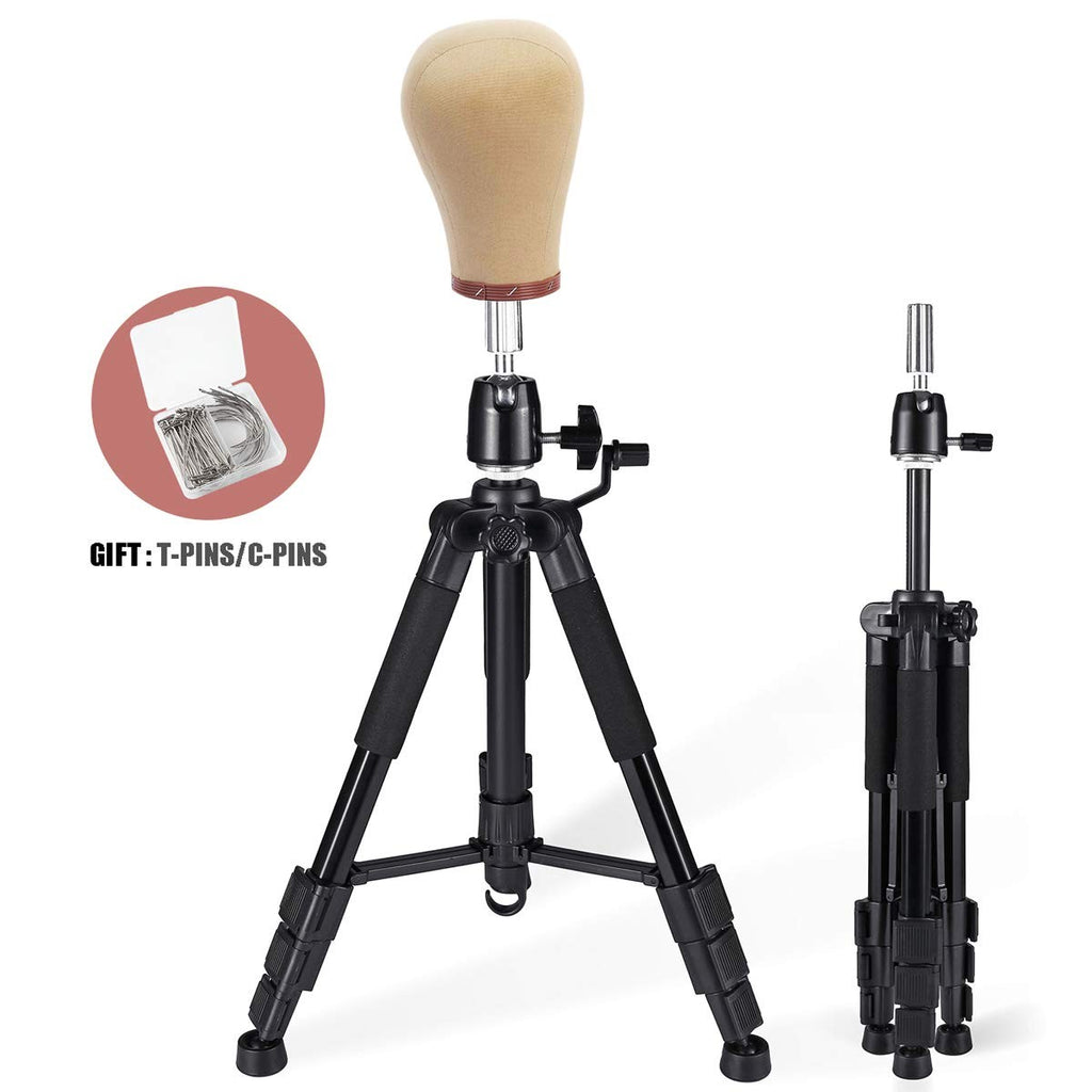 Adjustable Wig Stand Tripod with Non-Slip Base for Mannequin Heads
