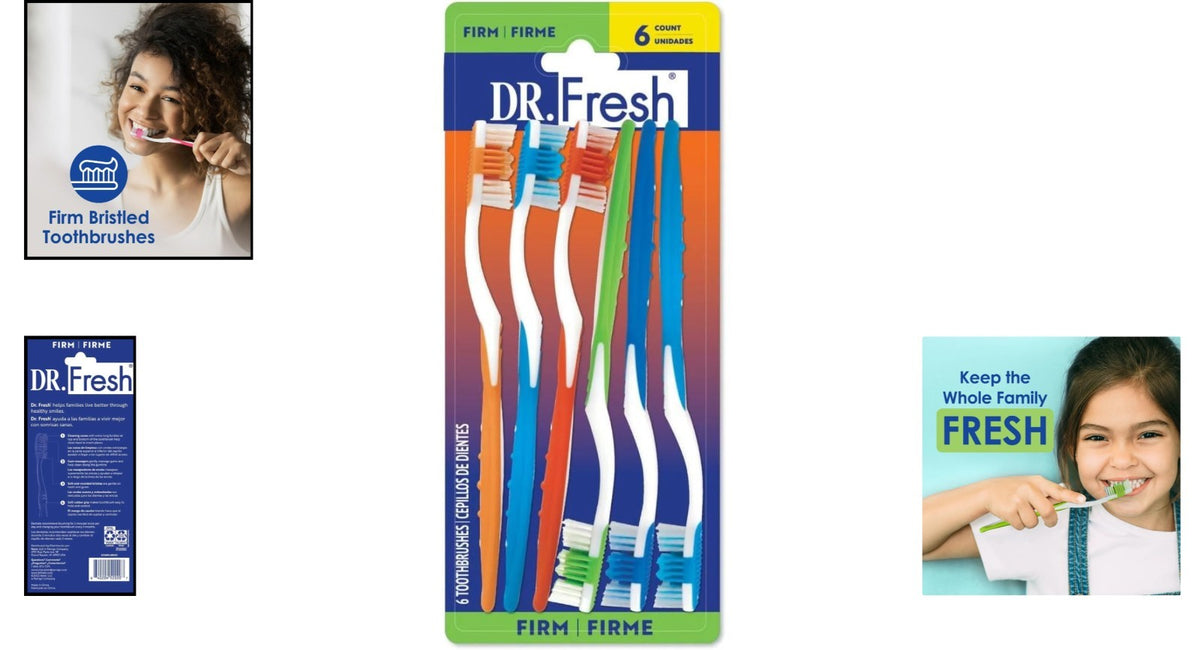 6 Pack Firm Manual Toothbrushes with Gentle Nylon Bristles for Oral Care