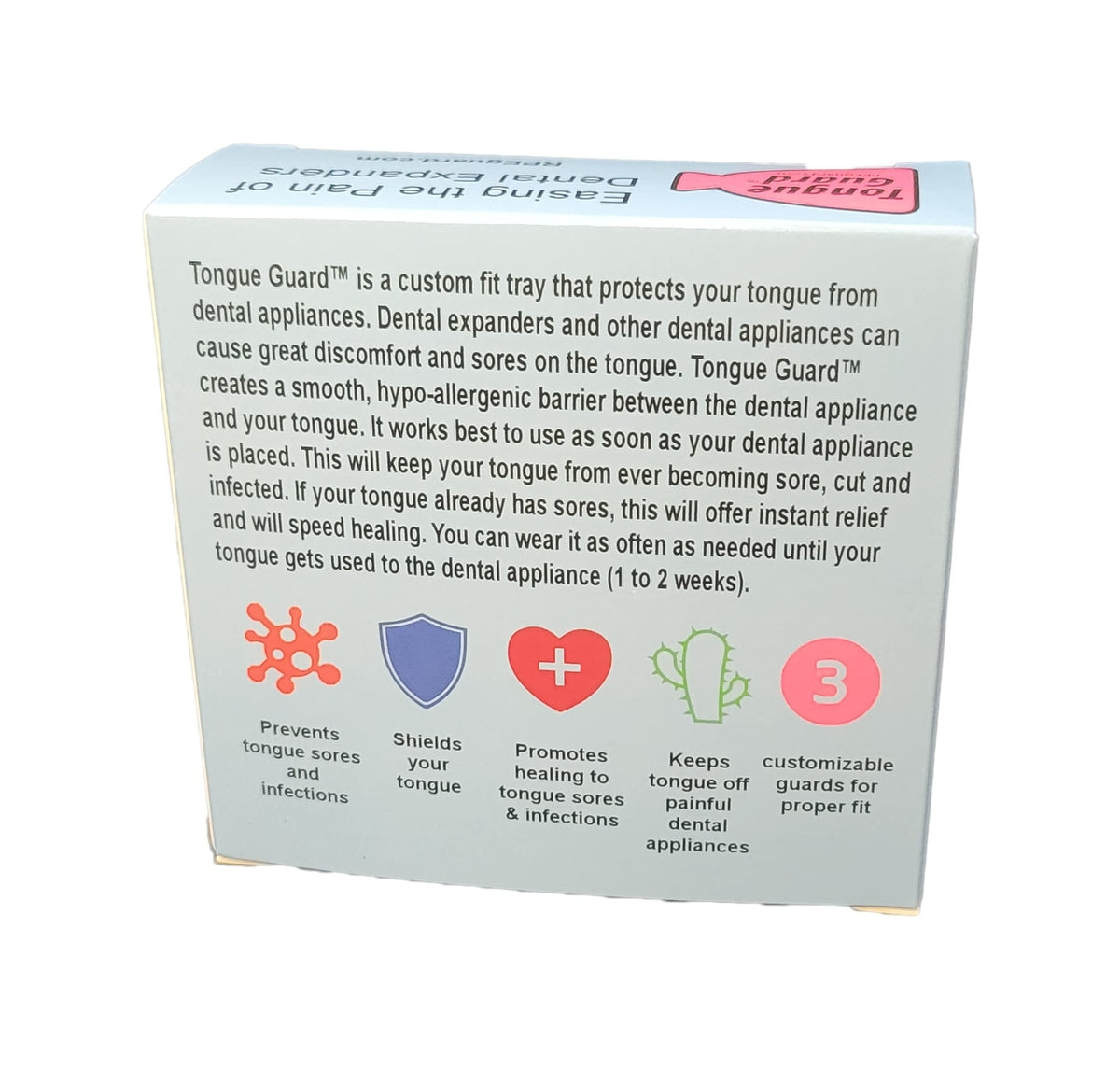 Tongue Guard for Dental Expanders - Prevents & Heals Tongue Sores, Custom Fit, 3 Trays