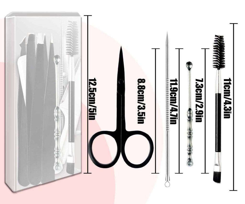 Women Facial Hair & Eyebrow Tweezers Kit - Stainless Steel & Anti-Slip