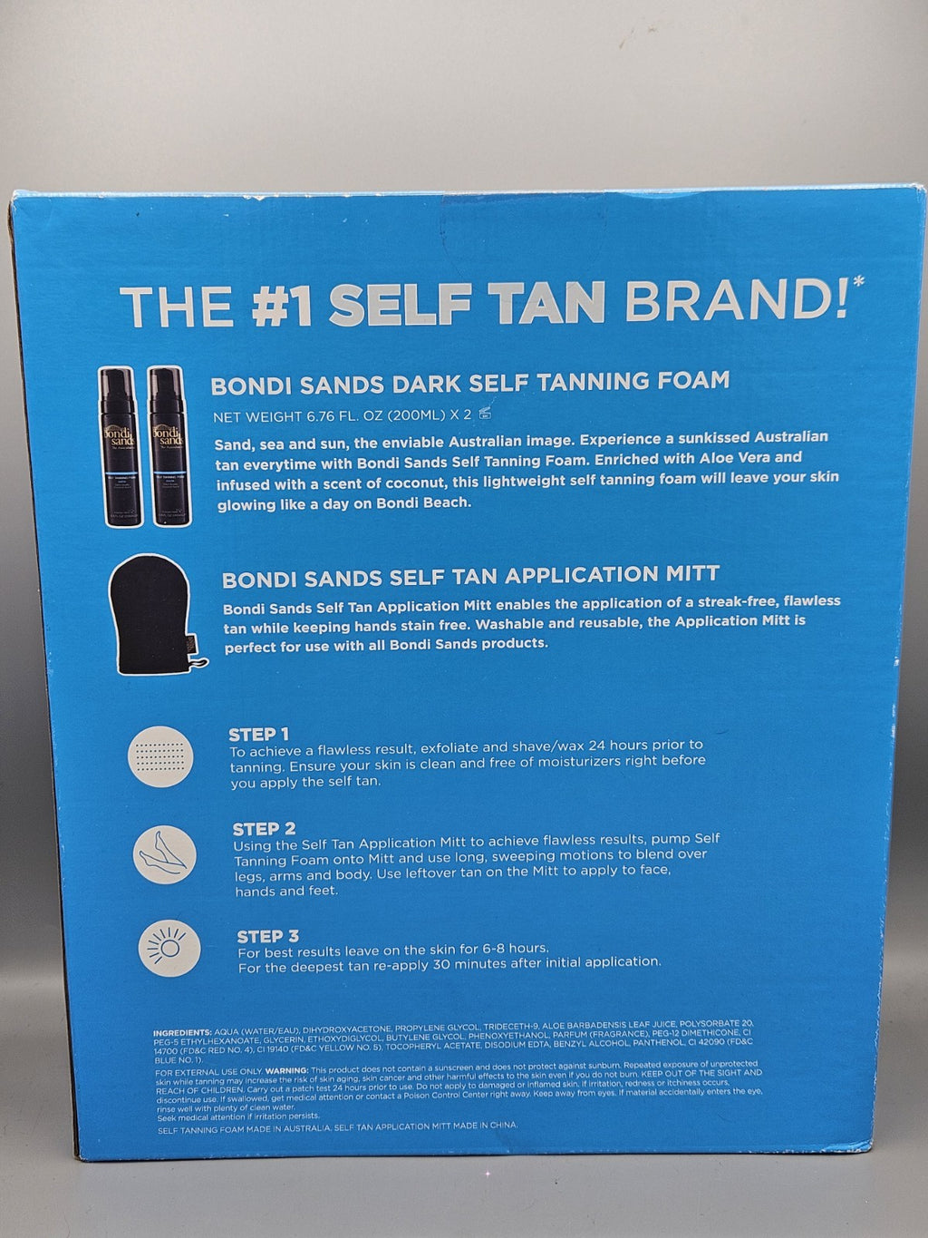 Bondi Sands Dark Self Tanning Foam Set with Mitt - Deep Bronzed Tan, 2 Pack 13.52 fl oz