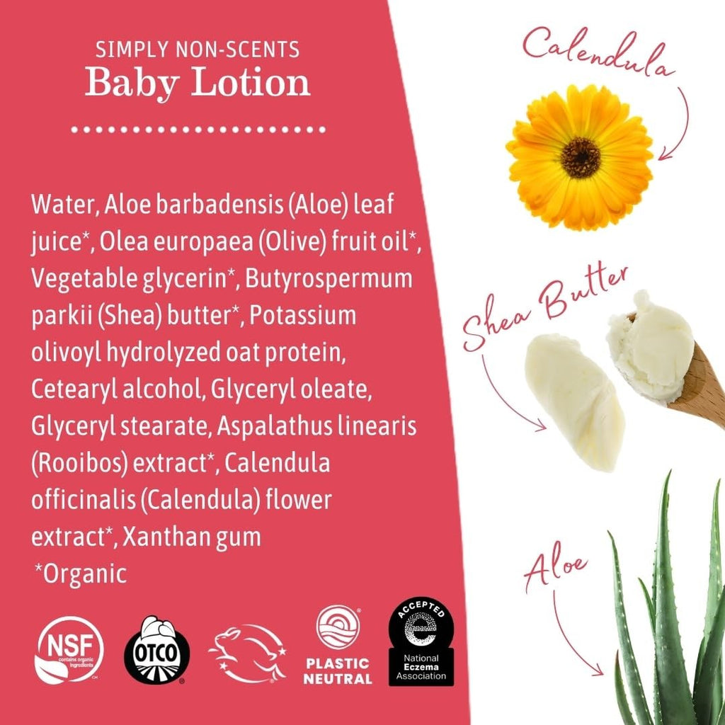 Unscented Baby Lotion for Dry Skin 8 oz - Organic & Hypoallergenic