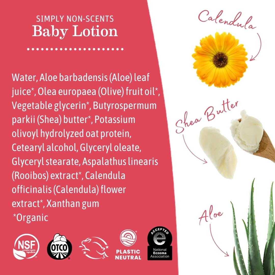 Unscented Baby Lotion for Dry Skin 8 oz - Organic & Hypoallergenic