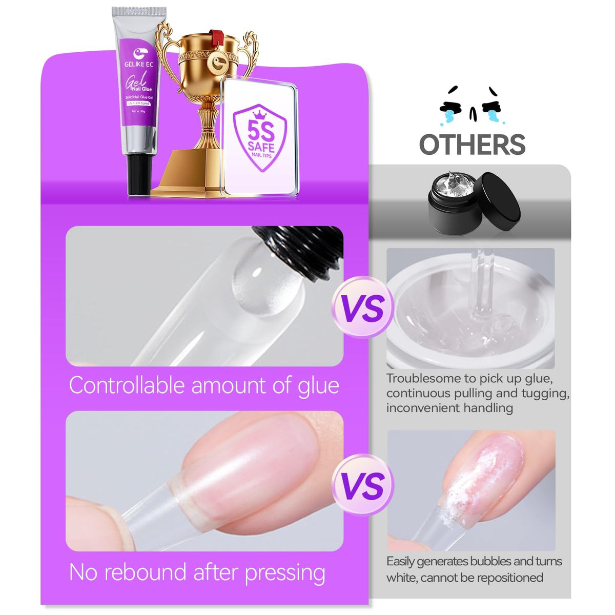 Solid Nail Glue Gel for Press-On Tips - Long-Lasting 30g