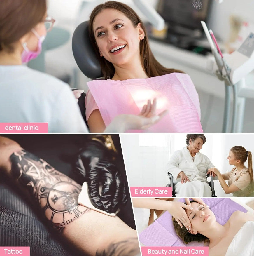 Disposable Waterproof Tattoo Table Covers – 50 Pack, Dental Bib Sheets