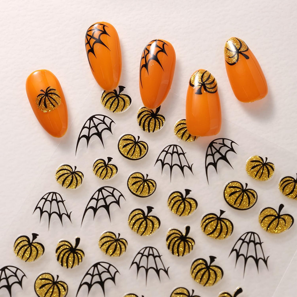 Halloween Nail Art Stickers Decals Pumpkin Spider Web 6 Sheets