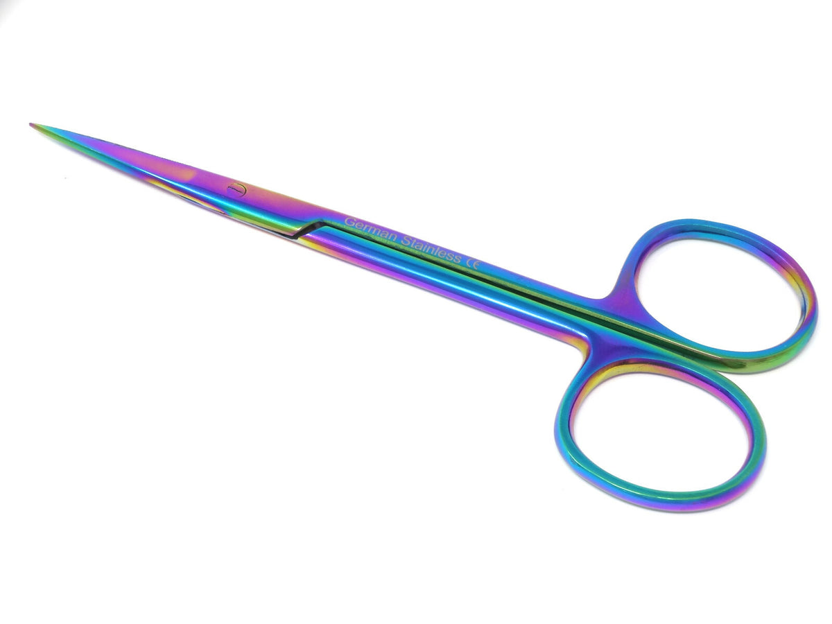 Facial Hair Scissors - Titanium 4.5 Inch Grooming Shears for Beard Mustache Nose Hair Trimming