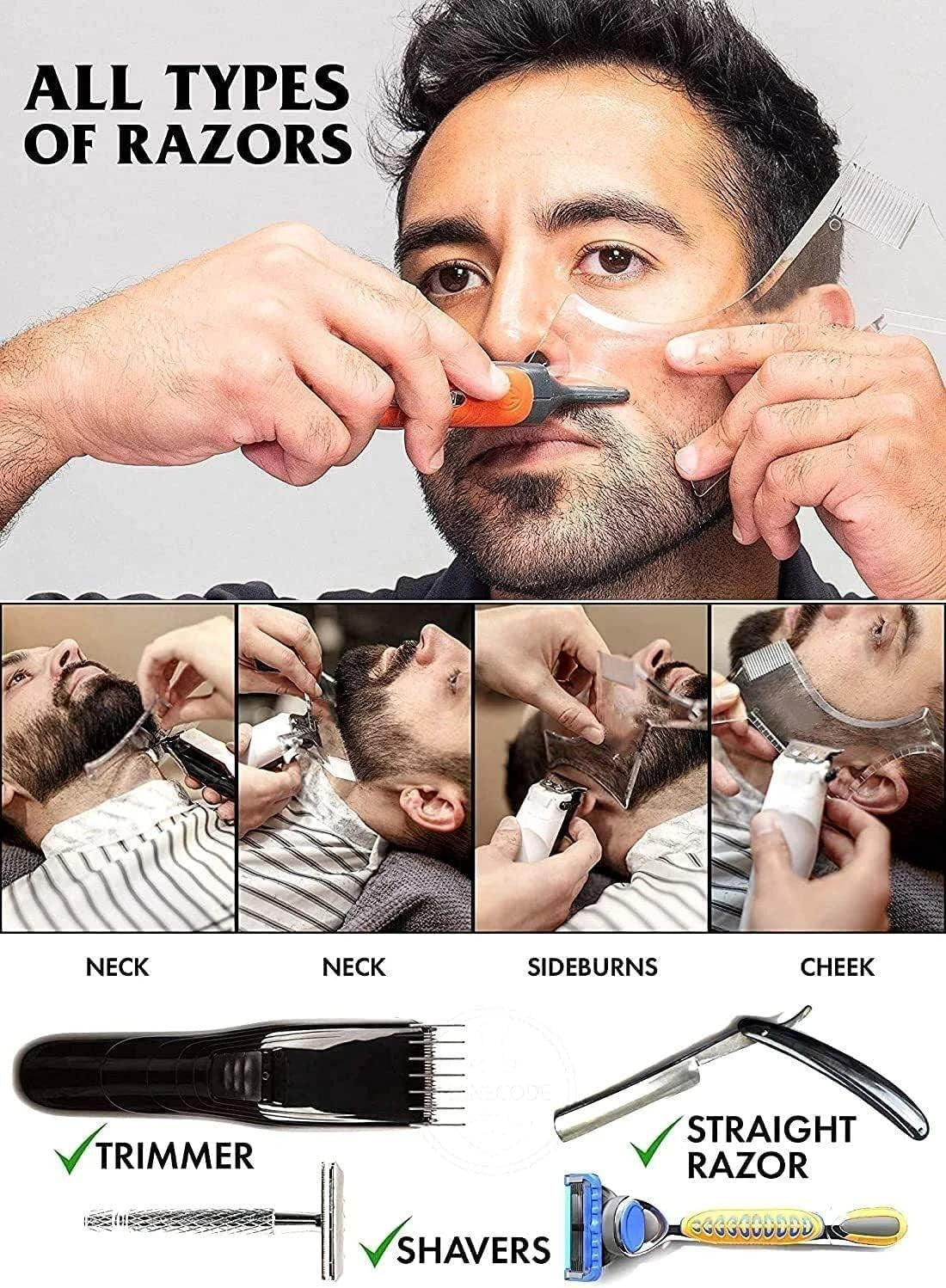 Men's Beard Trimming Kit with Shaper Template & Mini Comb | Grooming Accessories