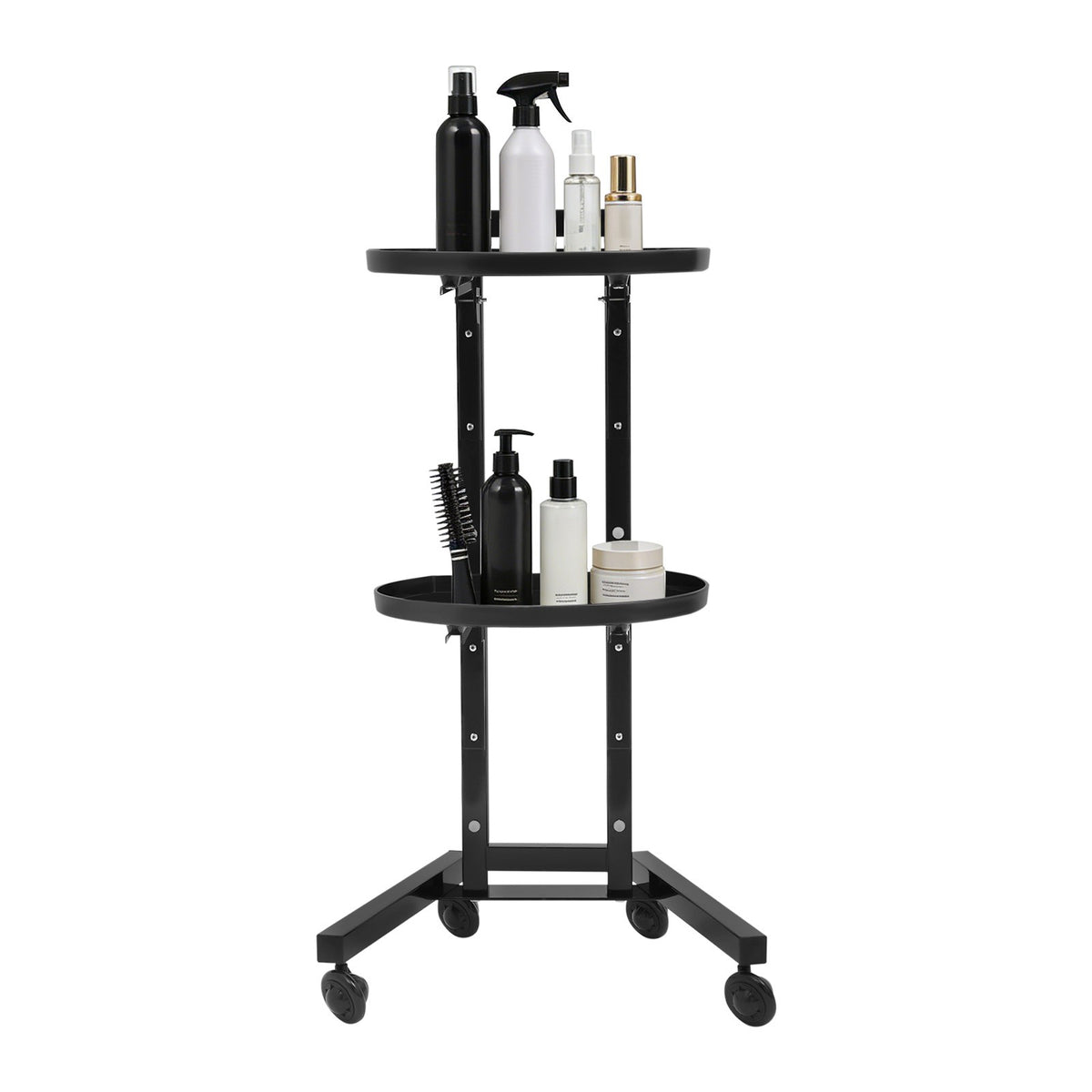 Movable Adjustable Salon Trolley Station with 2 Tiers and Wheels for Hairdressing Tools
