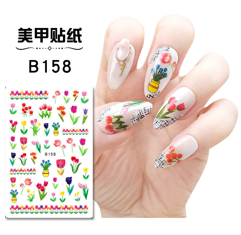 3D Floral Nail Stickers Tulip Flower Decals for Nail Art - 6 Sheets