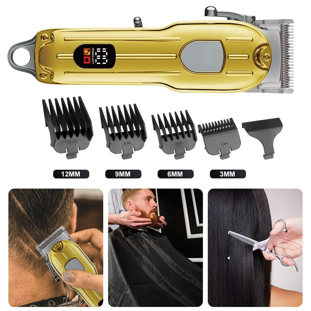 Rechargeable Hair Clipper Kit with Adjustable Blades Metal Body