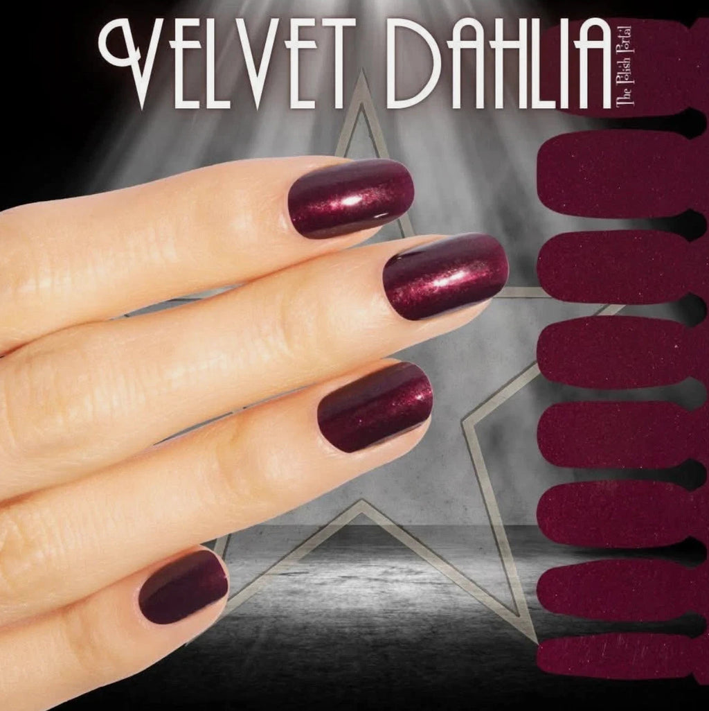 Velvet Dahlia Burgundy Wine Shimmer Nail Polish Strips - Easy Peel & Apply