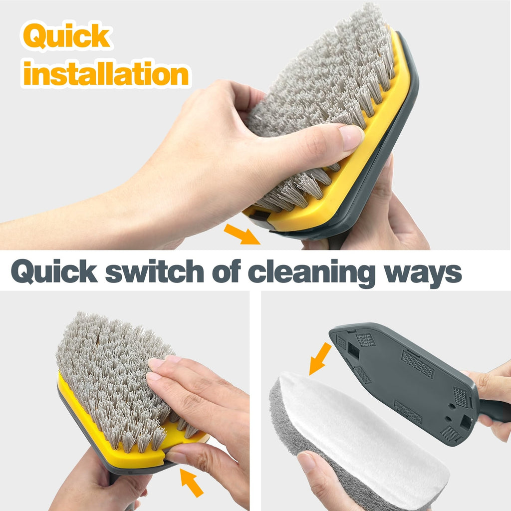 Extendable Shower Scrubber with Long Handle 56-Inch 3-in-1 Bathroom Cleaning Brush