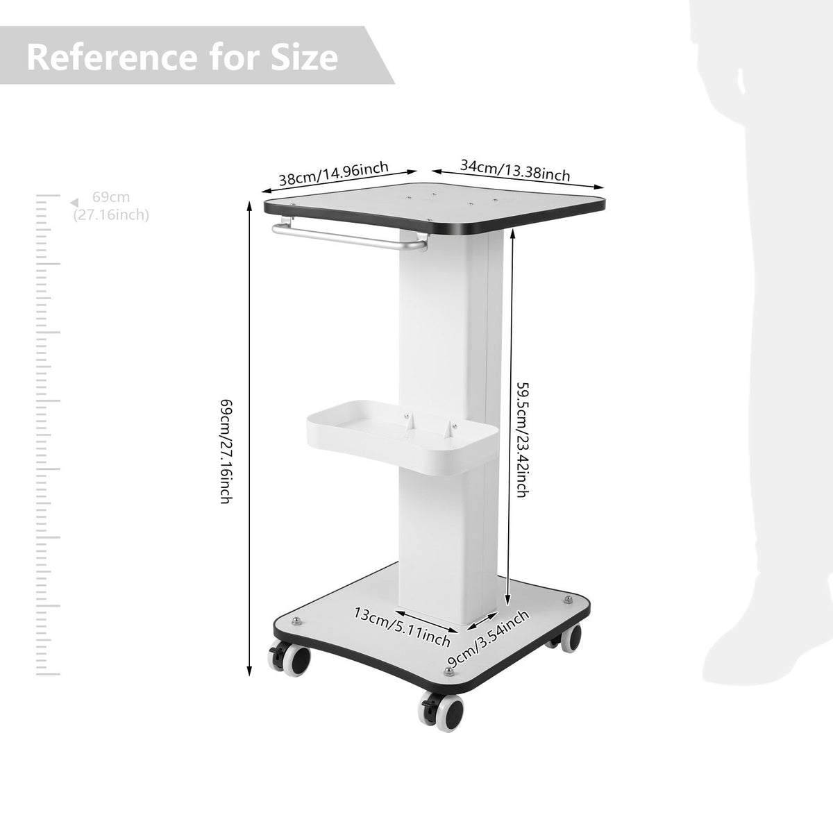 3-Tier Beauty Trolley Cart with Wheels for Salon & Spa Organization