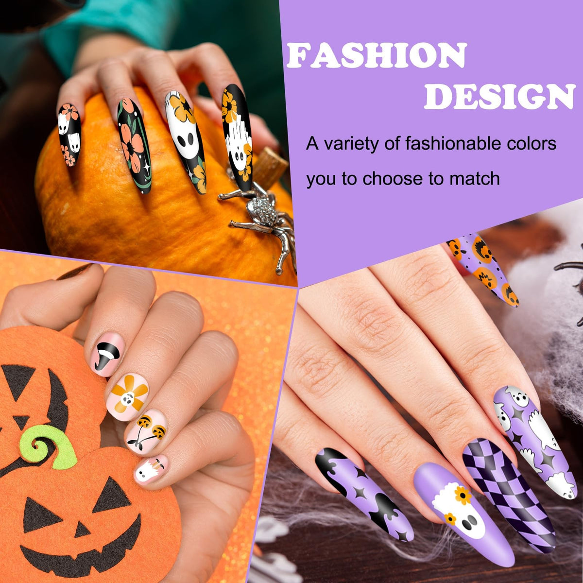Halloween Nail Art Stamping Plates Set Ghost Pumpkin Designs - 4 Pcs